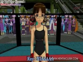 Animado anime girl lucha ryona hentai ballbusting mmd