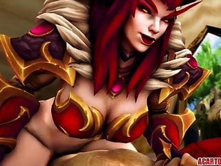 tetas grandes alexstrasza se la follan duro por una gran polla